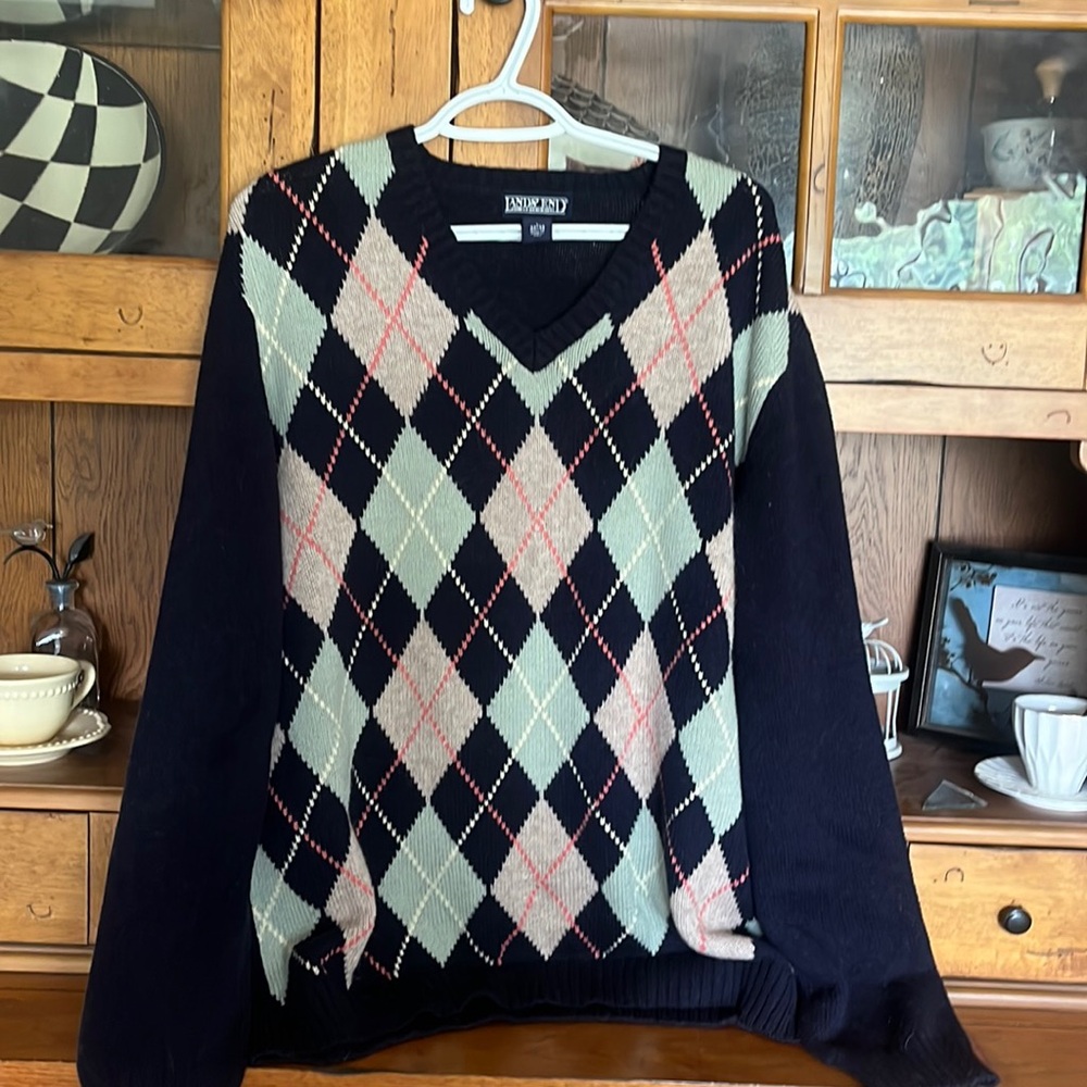 Men’s size large (42-44)classic argyle Lands End,made in Peru cotton/alpaca wool